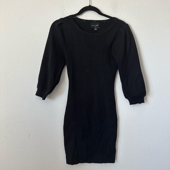 Live and Dot Brielle Black Ribbed Puff Sleeve Sweater Dress - Picture 2 of 6
